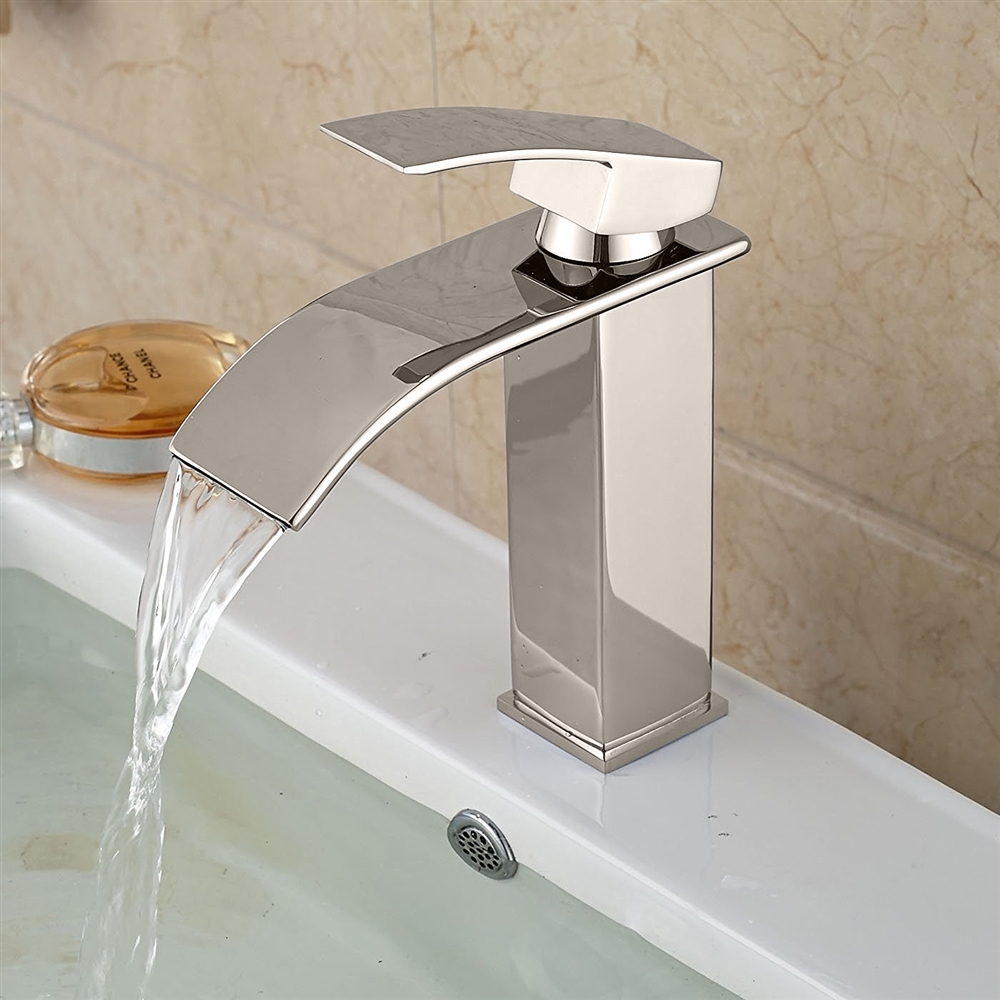 Fontana Paita Brushed Nickel Deck Mount Single Handle Bathroom Sink Faucet